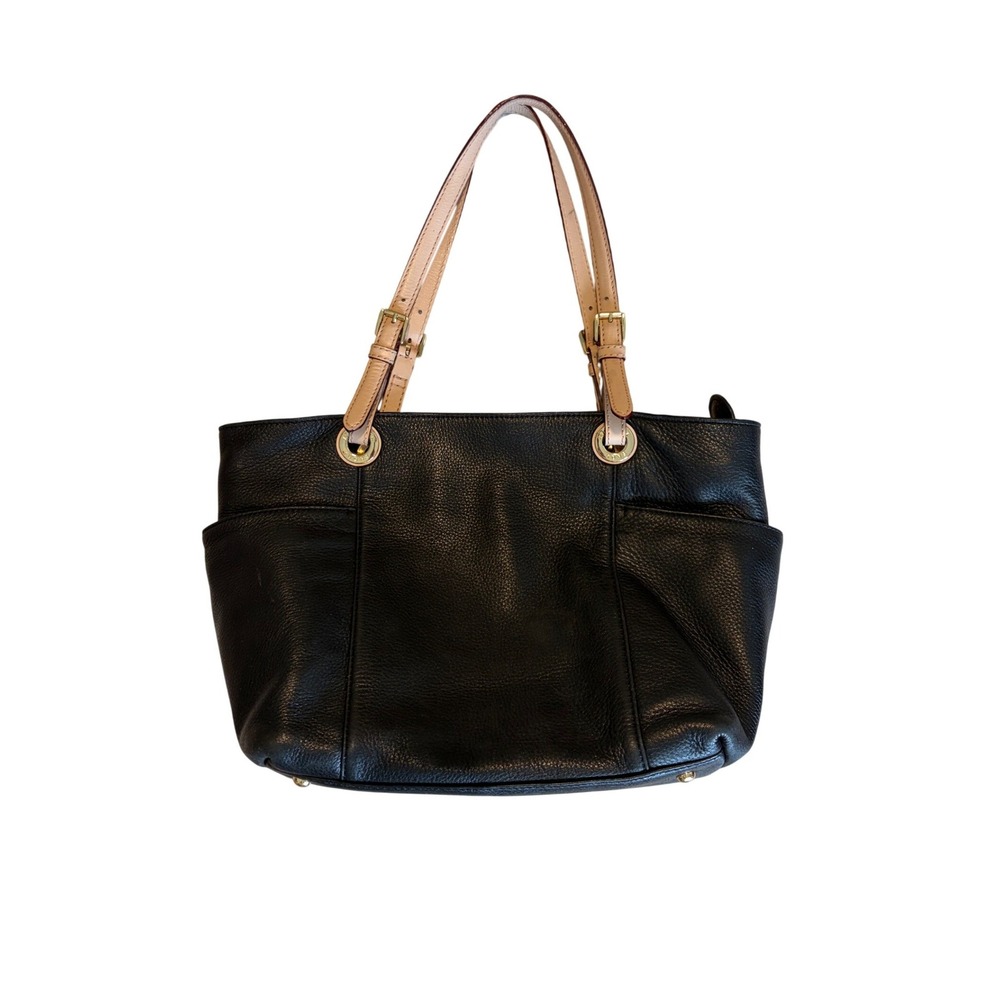 Michael Kors Jet Set Large Tote Bag Black Pebble Leather
